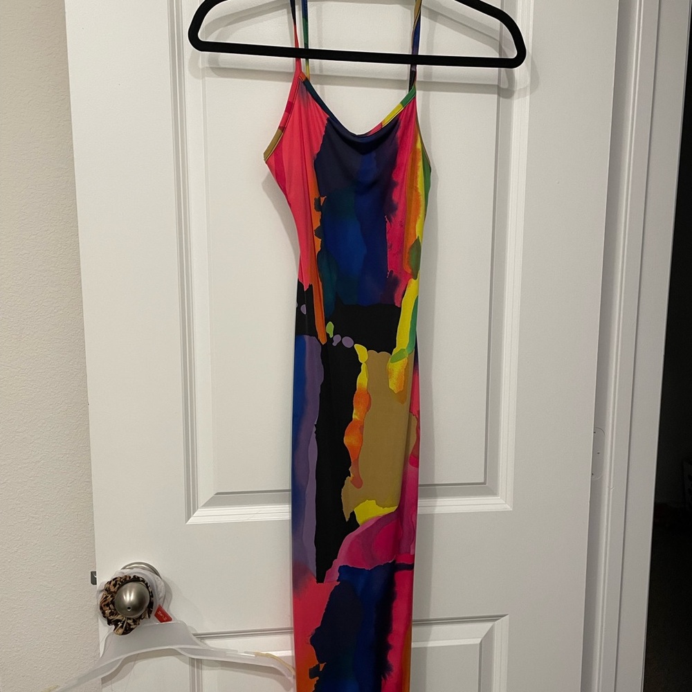 Chic Vibrant Multicolor Midi Dress